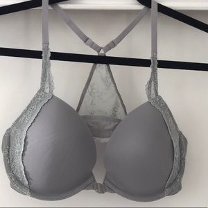 Gilly Hicks Grey Racerback Push-up Bra 36C